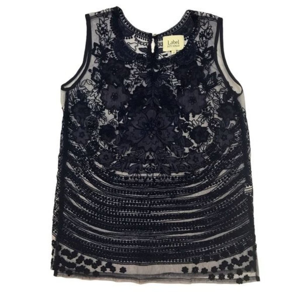 LABEL RITU KUMAR Mesh Floral Embroidered Top Size 2